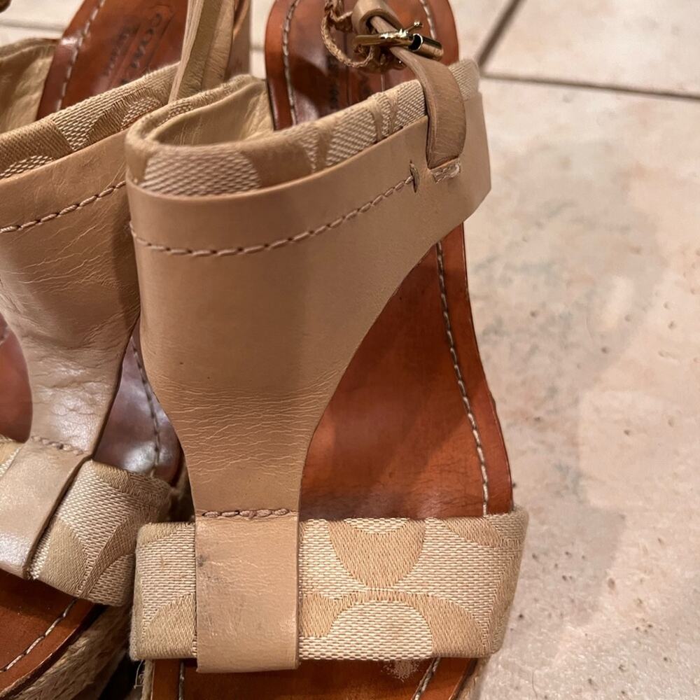 Coach Mendez Tan Beige Platform Wedge Sandals Siz… - image 3